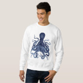 Octopus, Kraken, , gegraveerd, nautisch, ma Trui (Voorkant volledig)
