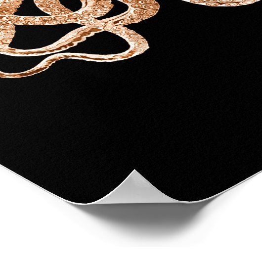 Octopus kraken kust oceaanstrand zwart poster (Hoek)