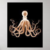 Octopus kraken kust oceaanstrand zwart poster (Voorkant)