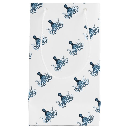 Octopus kraken nautische kustoceaanblauw klein cadeauzakje (Voorkant)