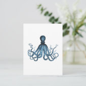 Octopus kraken nautische kustoceaanblauw zee briefkaart (Staand voorkant)