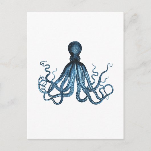 Octopus kraken nautische kustoceaanblauw zee briefkaart (Voorkant)