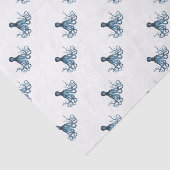 Octopus kraken nautische kuststrook: blauw tissuepapier (Detail)