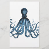 Octopus kraken nautische kuststrook strand blauw briefpapier (Voorkant)