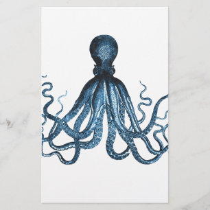 Octopus kraken nautische kuststrook strand blauw briefpapier