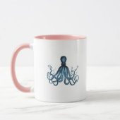 Octopus kraken nautische kuststrook strand blauw mok (Links)
