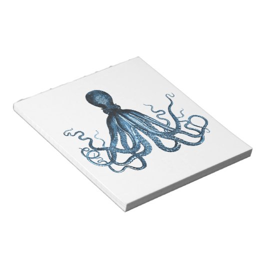 Octopus kraken nautische kuststrook strand blauw notitieblok (Schuin)