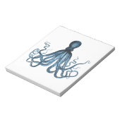 Octopus kraken nautische kuststrook strand blauw notitieblok (Linkerzijde)