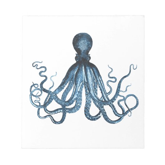 Octopus kraken nautische kuststrook strand blauw notitieblok (Voorkant)
