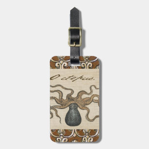 Octopus Kraken Vintage Illustratie Bagagelabel