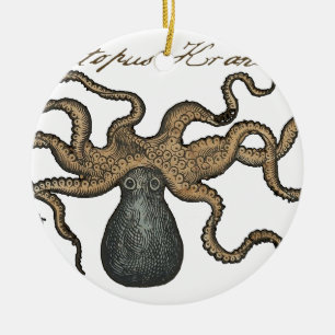 Octopus Kraken Vintage Illustratie Keramisch Ornament