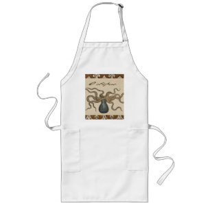 Octopus Kraken Vintage Illustratie Lang Schort