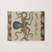 Octopus Kraken Vintage Illustratie Legpuzzel (Horizontaal)