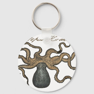 Octopus Kraken Vintage Illustratie Sleutelhanger