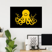 Octopus / Kraken Yellow Poster (Thuiskantoor)