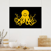 Octopus / Kraken Yellow Poster (Keuken)