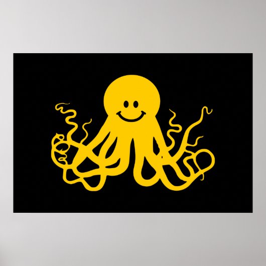 Octopus / Kraken Yellow Poster (Voorkant)