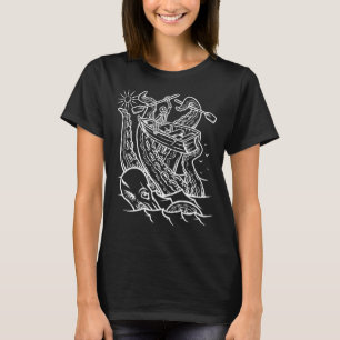 Octopus Kraken Zee Monster Animal Sekelton Line Ar T-shirt
