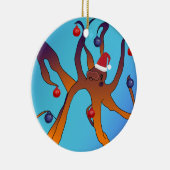 Octopus Kunst  Prettig Kerstfeest Keramisch Ornament (Rechts)