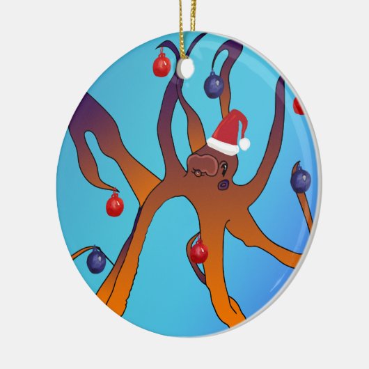 Octopus Kunst  Prettig Kerstfeest Keramisch Ornament (Links)