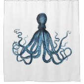 Octopus kustoceaanstrand nautisch blauw douchegordijn (Voorkant)