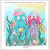 Octopus Kwallen Vrienden Feesthoeden Kinderkamer Sticker (Vel)