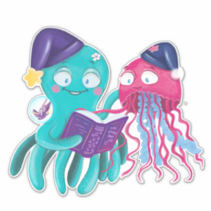 Octopus Kwallen Vrienden Slaapverhaal Kinderkamer Sticker