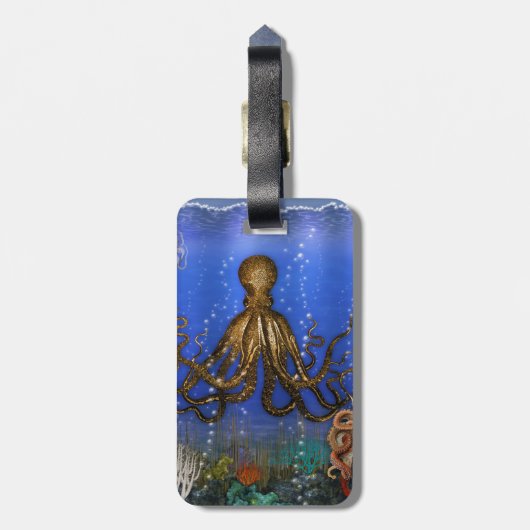 Octopus' Lair - kleurrijk Bagagelabel (Achterkant verticaal)