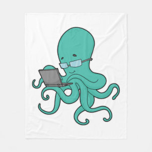 Octopus laptop fleece deken
