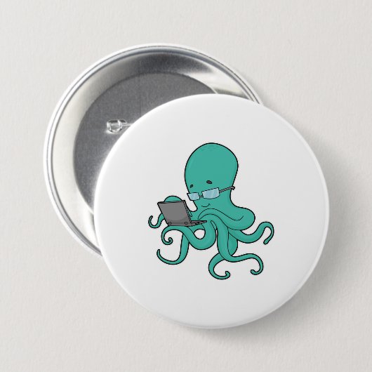 Octopus laptop ronde button 7,6 cm (Voorkant /achterkant)