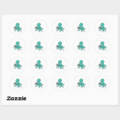 Octopus laptop ronde sticker (Vel)