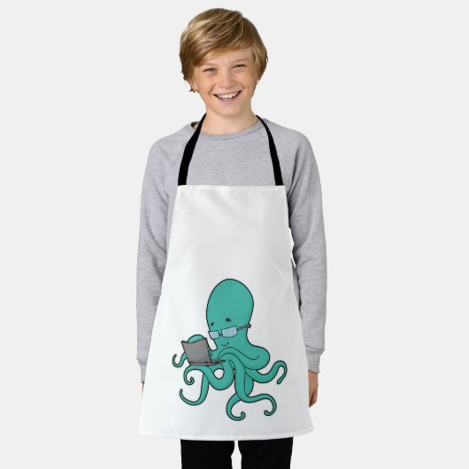 Octopus laptop schort (Gedragen)