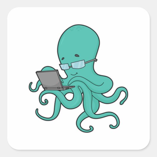 Octopus laptop vierkante sticker (Voorkant)