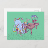 Octopus leert piano spelen briefkaart (Voorkant / Achterkant)