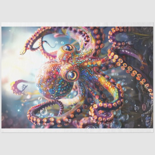 Octopus levendig gekleurd Decoupage tissuepapier (Voorkant)