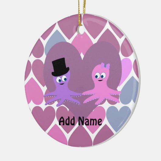 Octopus liefde voor de achtergrond van het hart keramisch ornament (Links)