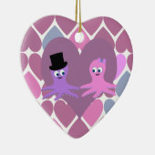 Octopus liefde voor de achtergrond van het hart keramisch ornament (Rechts)