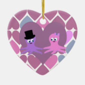 Octopus liefde voor de achtergrond van het hart keramisch ornament (Voorkant)