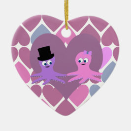 Octopus liefde voor de achtergrond van het hart keramisch ornament