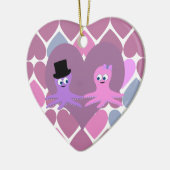 Octopus liefde voor de achtergrond van het hart keramisch ornament (Links)