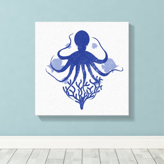 Octopus (light background) canvas afdruk (Insitu (Houten vloer))