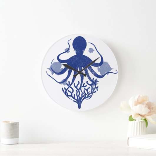 Octopus (light background) grote klok (Huis)