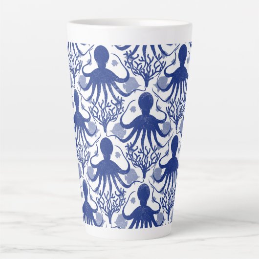 Octopus (light background) latte mok (Voorkant)