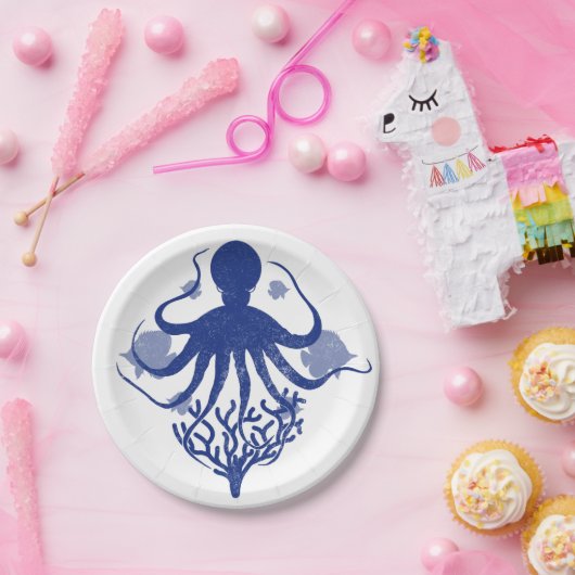 Octopus (light background) papieren bordje (Feest)