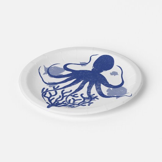 Octopus (light background) papieren bordje (Gekanteld)