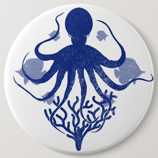Octopus (light background) ronde button 6,0 cm (Voorkant)