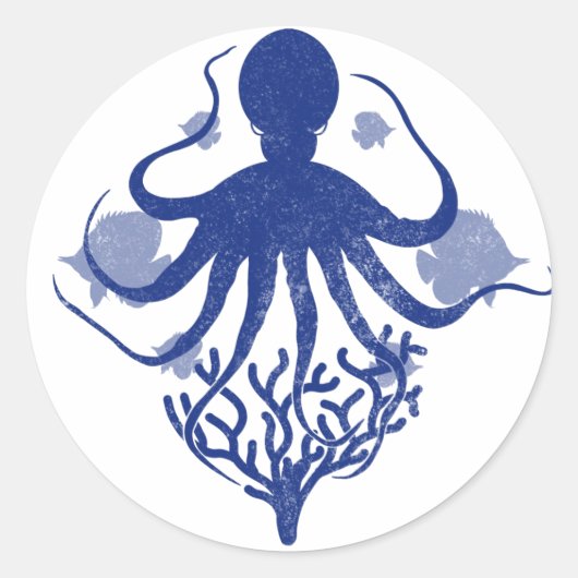Octopus (light background) ronde sticker (Voorkant)