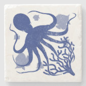 Octopus (light background) stenen onderzetter (Voorkant)