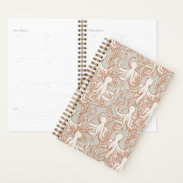Octopus Lijnkunst | Moderne Planner (Oranje & Grij