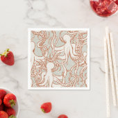 Octopus Lijnkunst | Servetten (Oranje & Grijs) (Insitu)